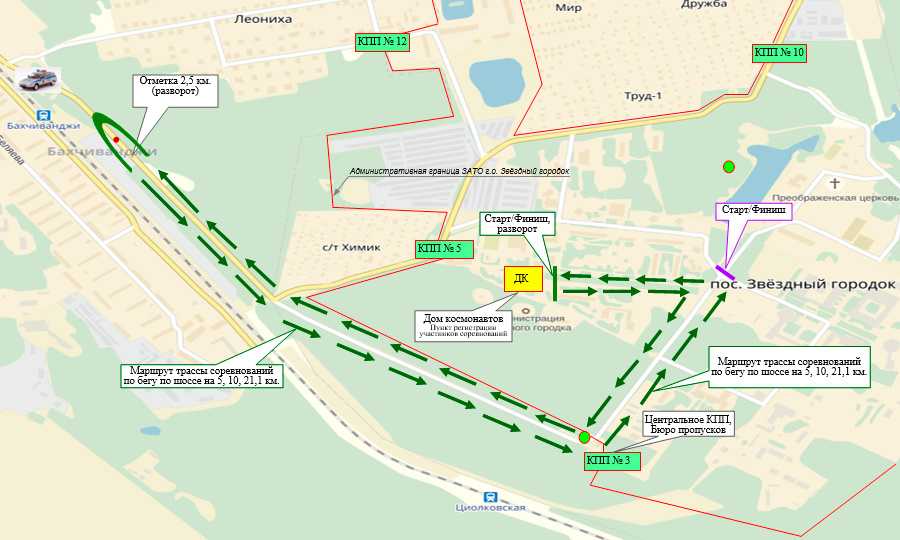 Карта звездного городка московской области